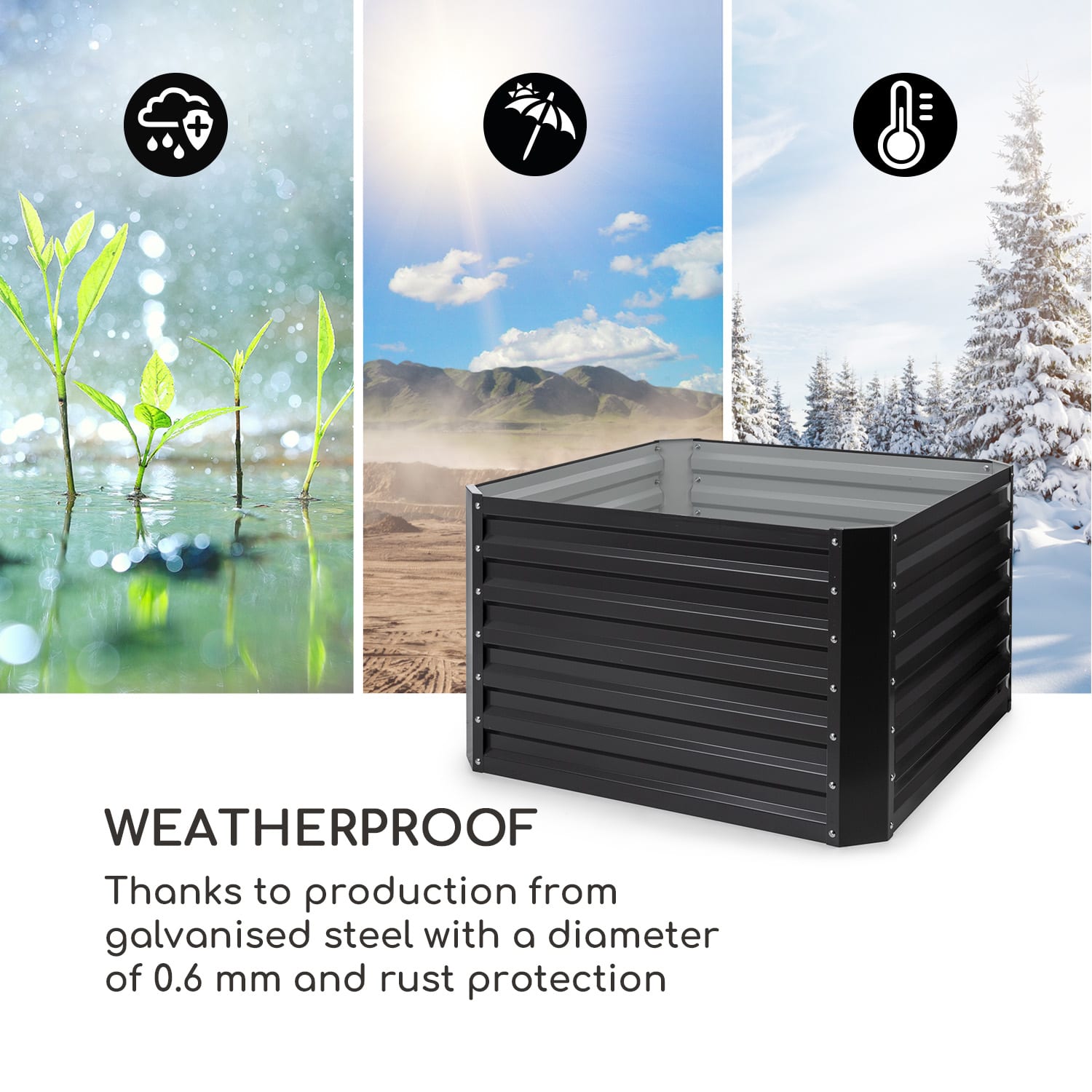 Blumfeldt Blum High Grow Straight, vyvýšený záhon, 100x60x100cm, 600l, oceľ – Obrázok 5