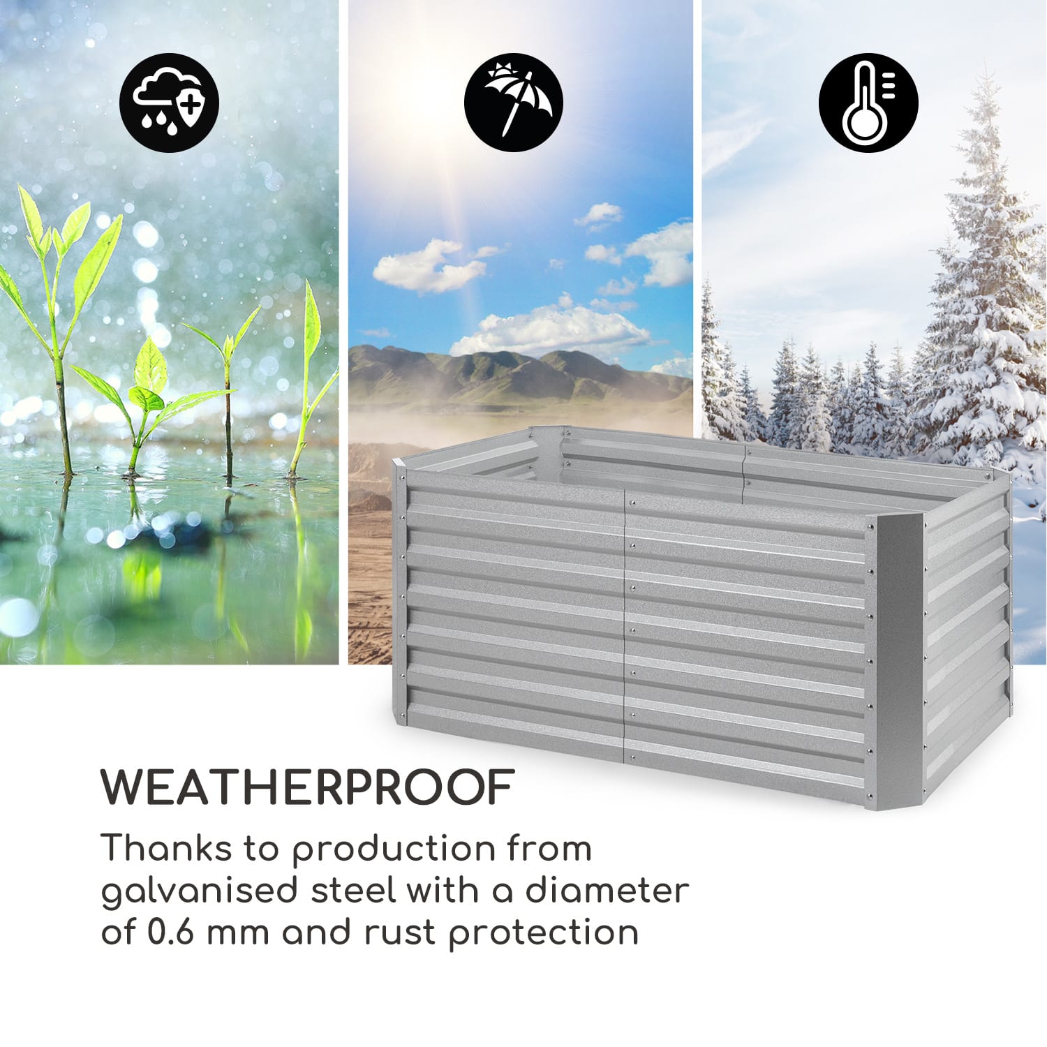 Blumfeldt Blum High Grow Straight, vyvýšený záhon, 120x60x60cm, 432l, oceľ – Obrázok 5