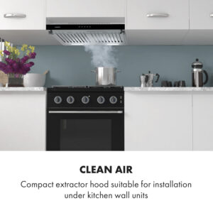 Klarstein Corvette Americana, digestor, 60 cm, podskrinkový, 306 m³/h, nehrdzavejúca oceľ, čierny