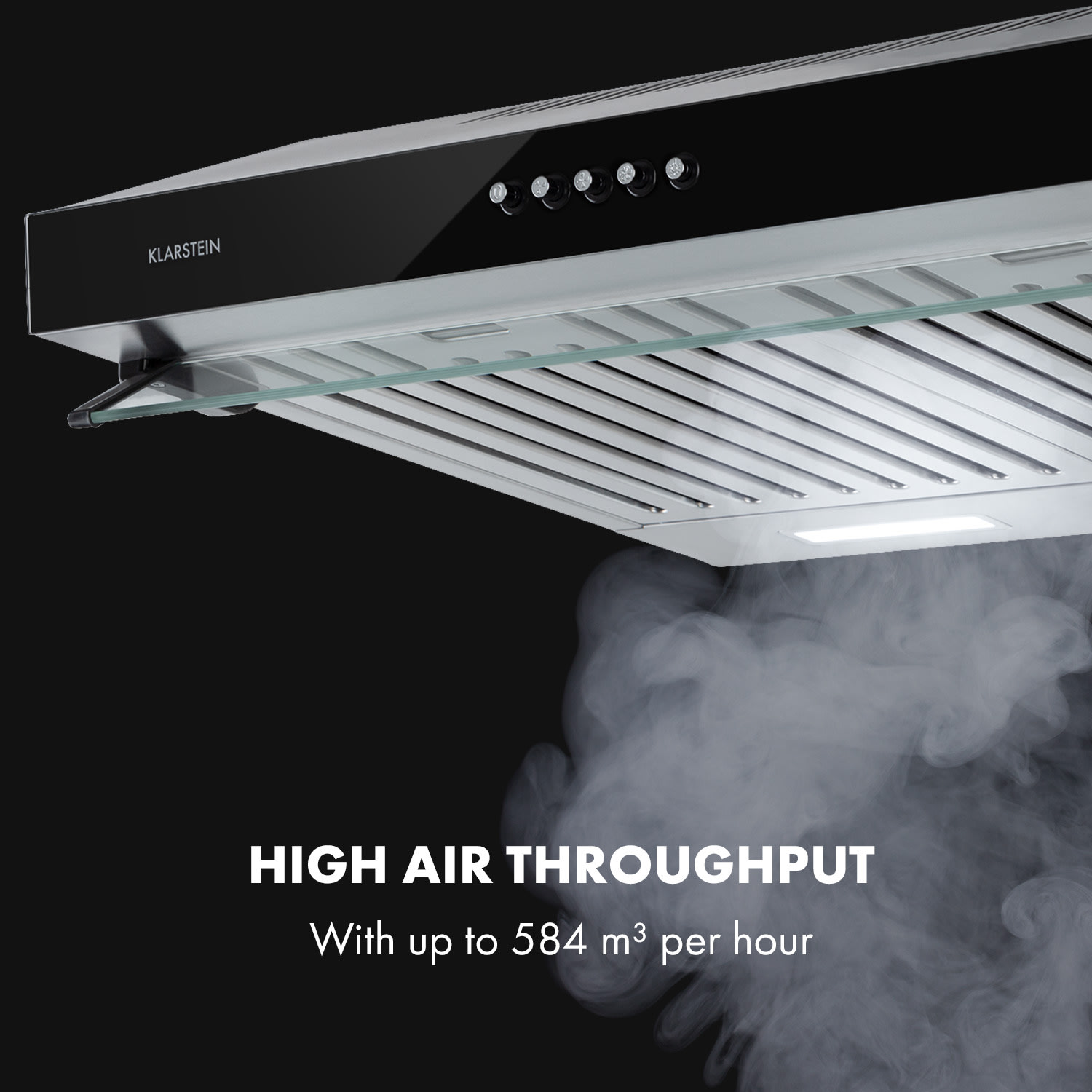 Klarstein Corvette Americana, digestor, 60 cm, podskrinkový, 306 m³/h, nehrdzavejúca oceľ, čierny – Obrázok 3