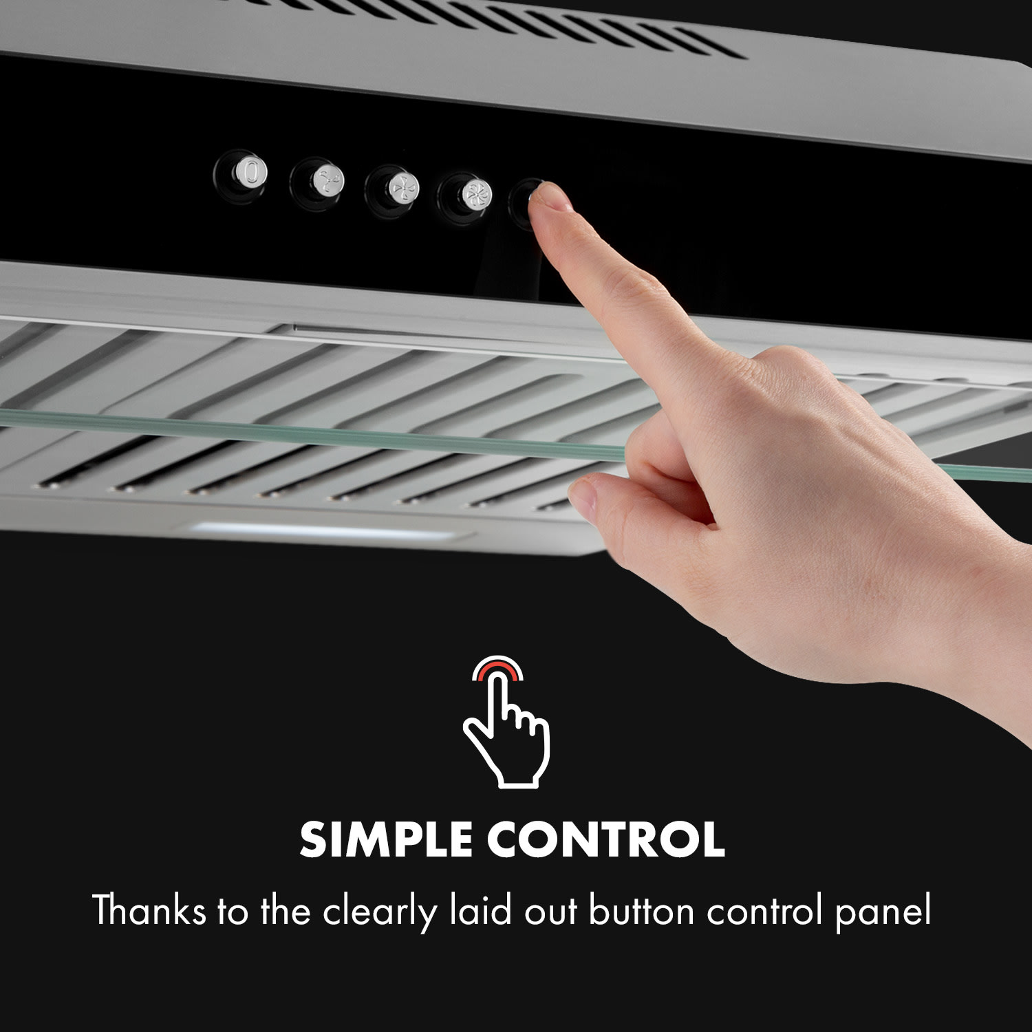 Klarstein Corvette Americana, digestor, 60 cm, podskrinkový, 306 m³/h, nehrdzavejúca oceľ, čierny – Obrázok 5