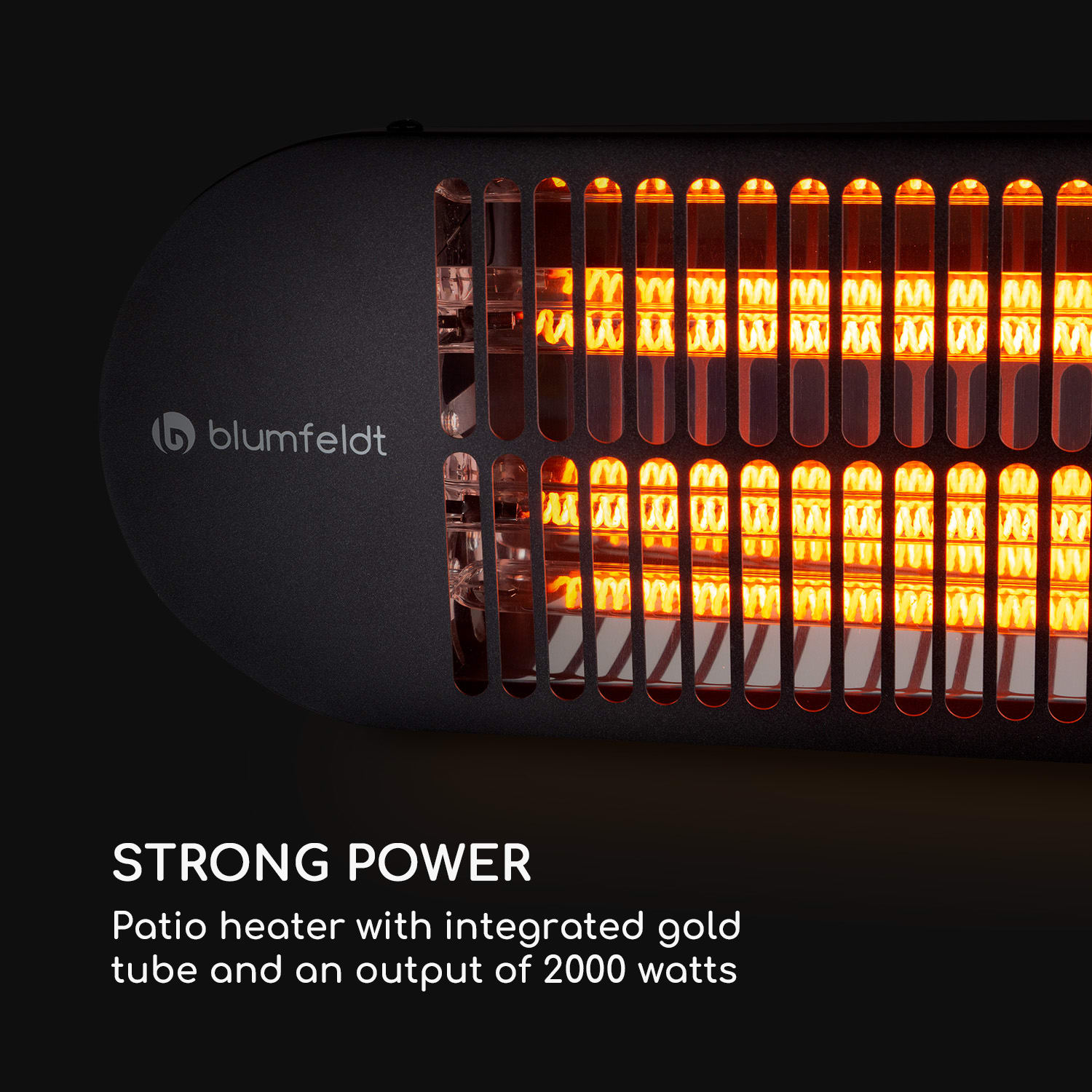 Blumfeldt Gold Bar 2000 Swing, infračervený ohrievač, 2000 W, 60° oscilácia – Obrázok 4