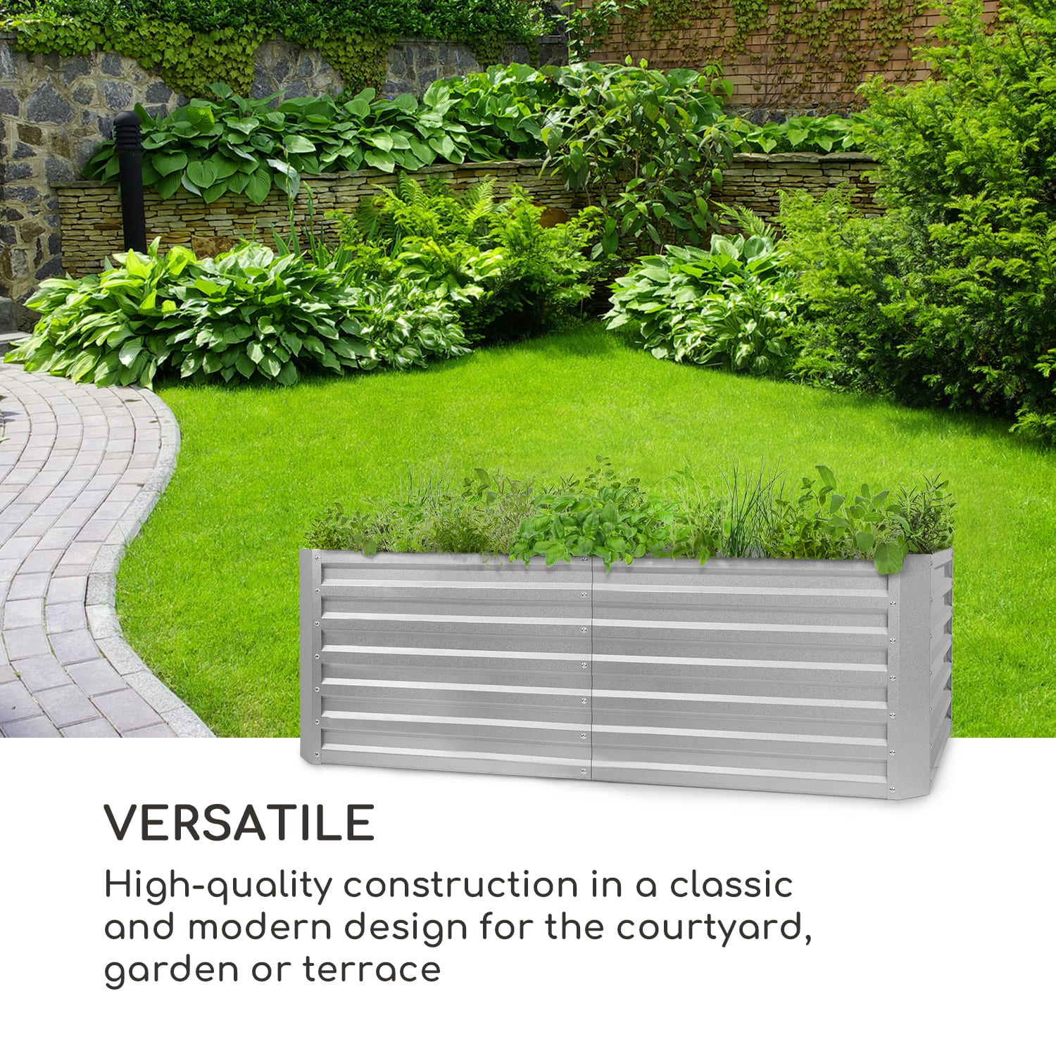 Blumfeldt High Grow Straight, vyvýšený záhon, 200 x 60 x 100 cm, 1200 l, oceľ