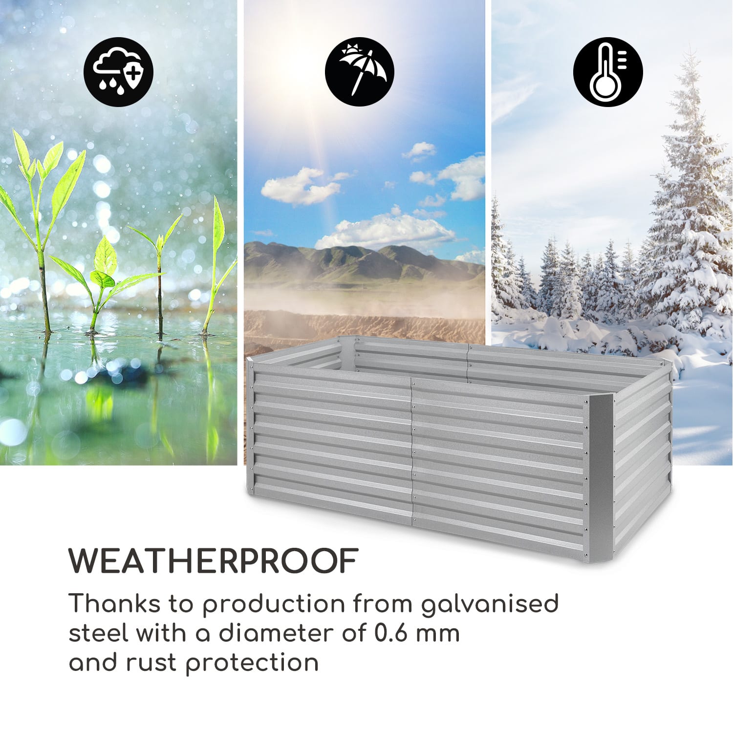 Blumfeldt High Grow Straight, vyvýšený záhon, 200 x 60 x 100 cm, 1200 l, oceľ – Obrázok 5