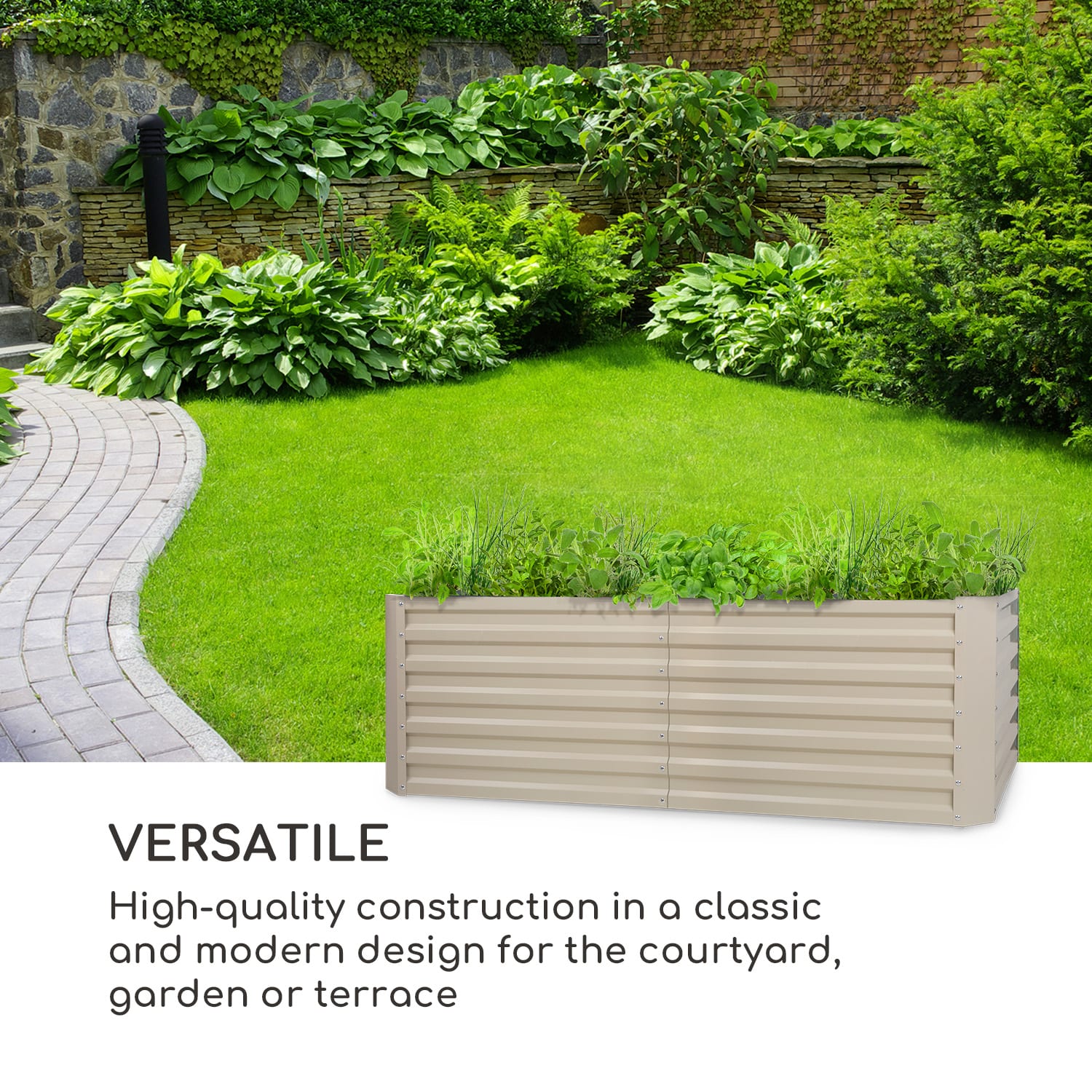 Blumfeldt High Grow Straight, vyvýšený záhon, 200 x 60 x 100 cm, 1200 l, oceľ