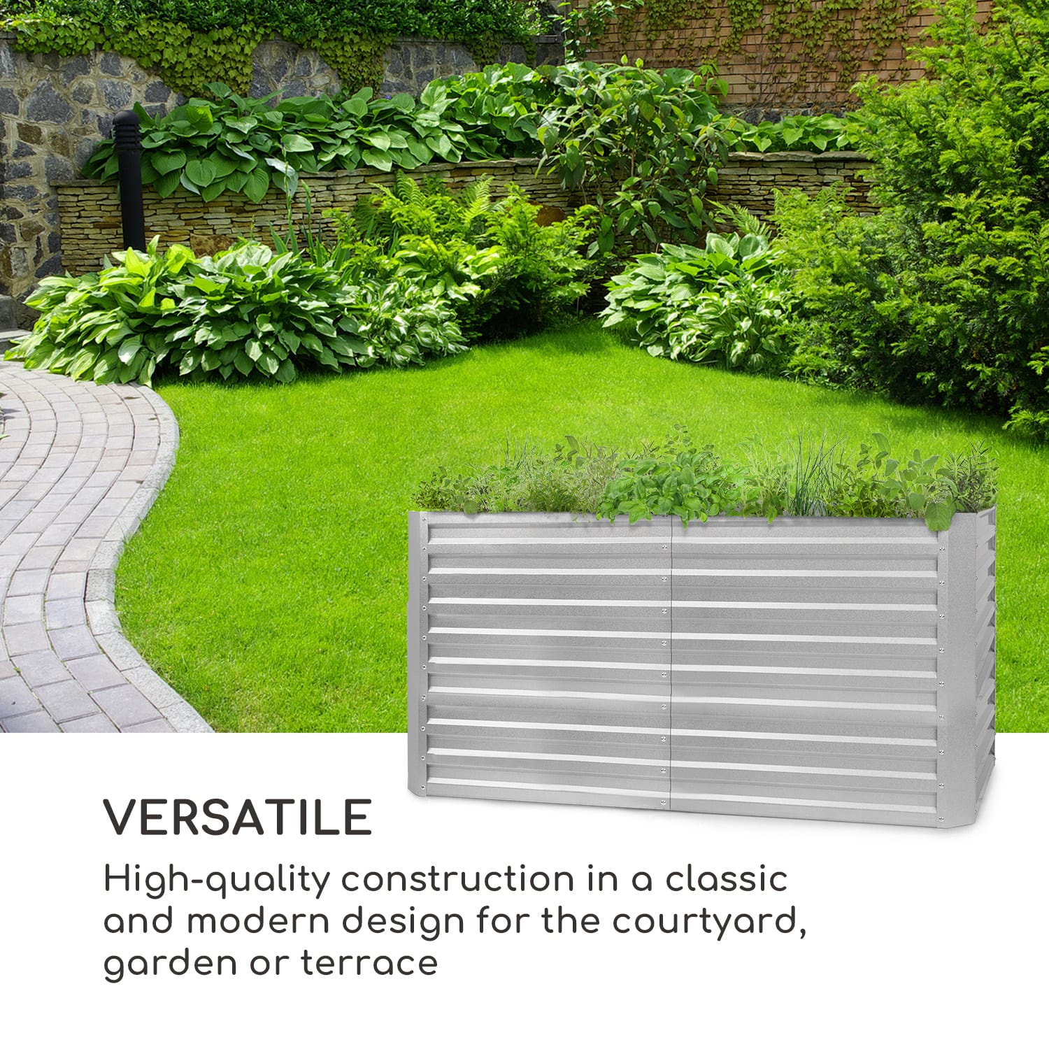 Blumfeldt Blum High Grow Straight, vyvýšený záhon, 200x90x100cm, 1800l, oceľ