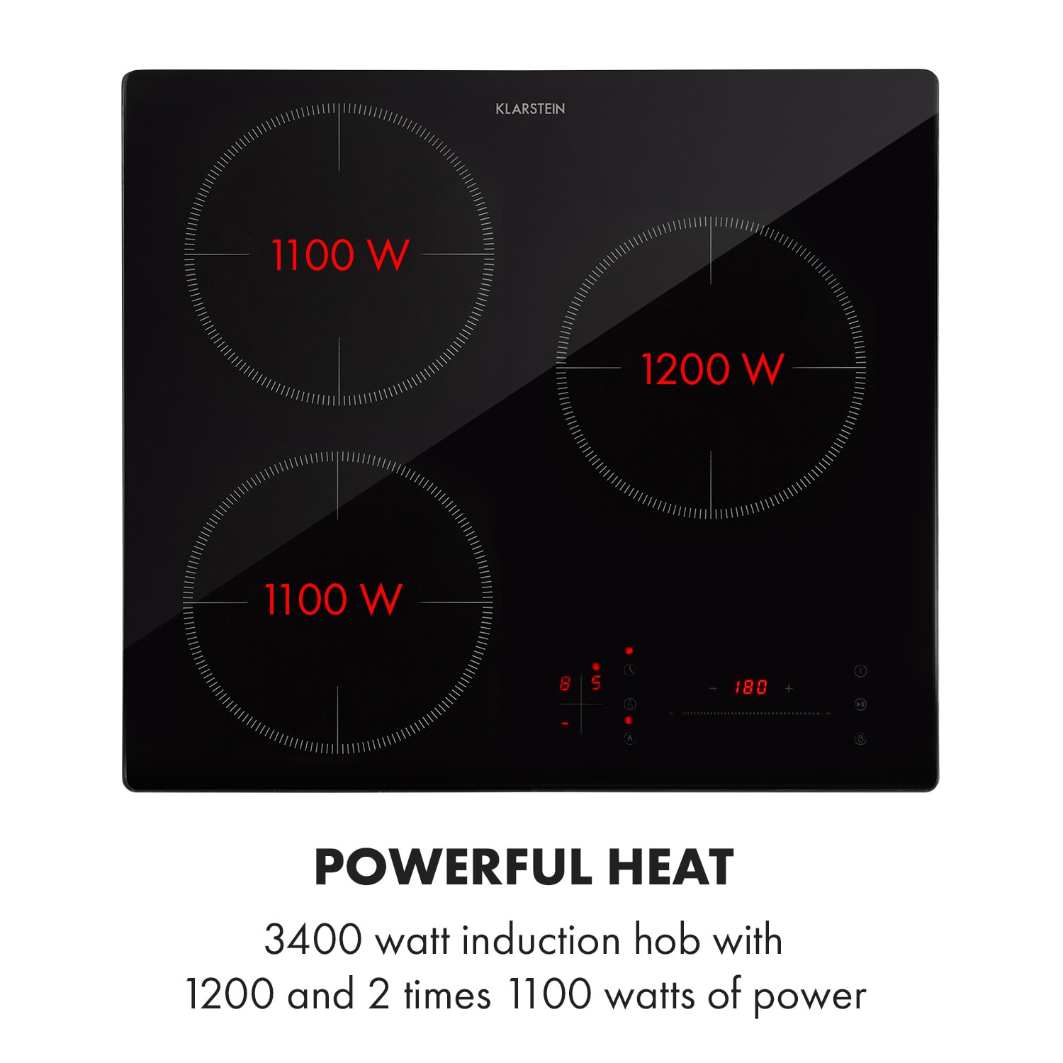 Klarstein TrinityCook, indukčná varná doska, 3400 W, dotykové ovládanie, sklo – Obrázok 3