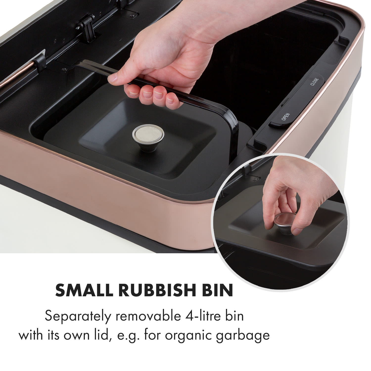 Klarstein Royal Trash Rose Gold, odpadkový kôš so senzorom, 72 l, ušľachtilá oceľ, ružovozlatá – Obrázok 3