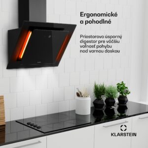 Klarstein Eleonora 60, digestor, 60 cm, nastenný, 426 m³/h, dotykový panel, LED, A++, čierny
