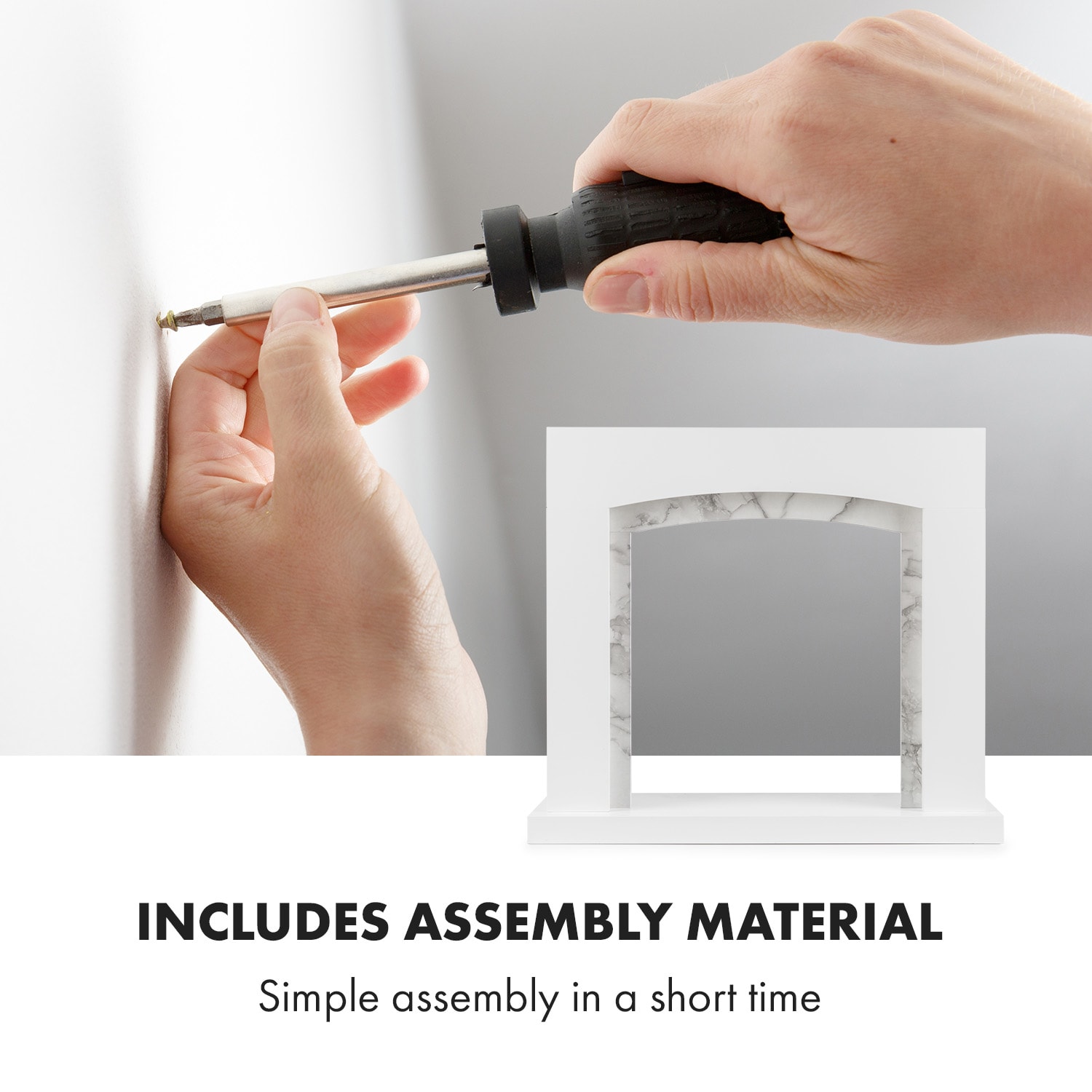 Klarstein Studio Frame II, krbová konštrukcia, MDF, mramorová dekorácia – Obrázok 3