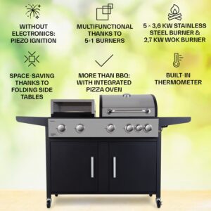 Klarstein Kingsville XL, kombinovaný gril, plyn, pec na pizzu, 20,7 kW, 5 + 1 horáky