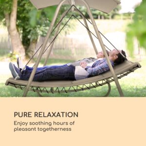 Blumfeldt Garden Grove, záhradné ležadlo, swing bed, oceľový rám, slnečná strecha, polyester, piesková