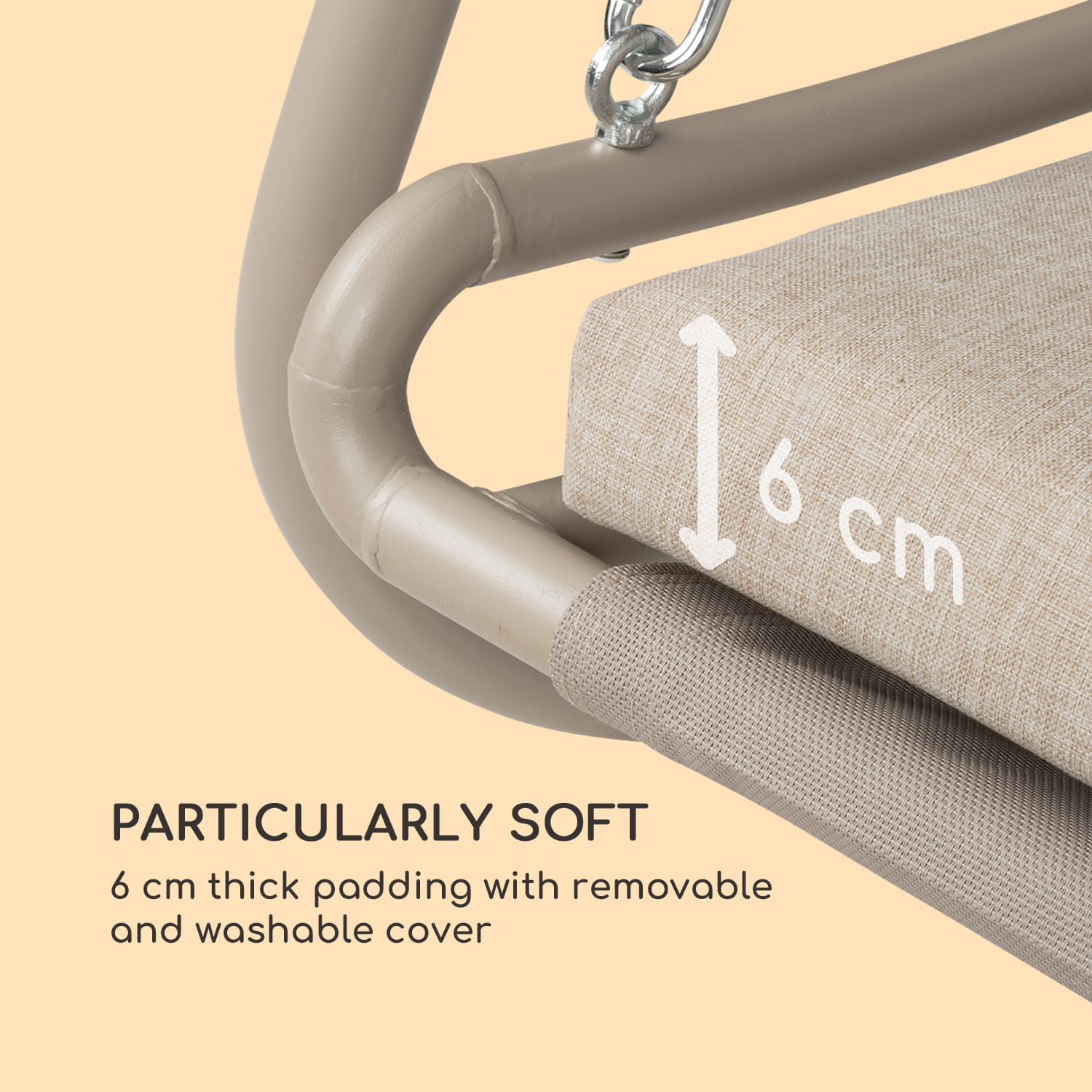 Blumfeldt Garden Grove, záhradné ležadlo, swing bed, oceľový rám, slnečná strecha, polyester, piesková – Obrázok 5