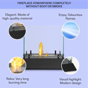Klarstein Phantasma Cubo, etanolový krb, horáky z nehrdzavejúcej ocele, bez dymu a bez zápachu, bezpečnostné sklo
