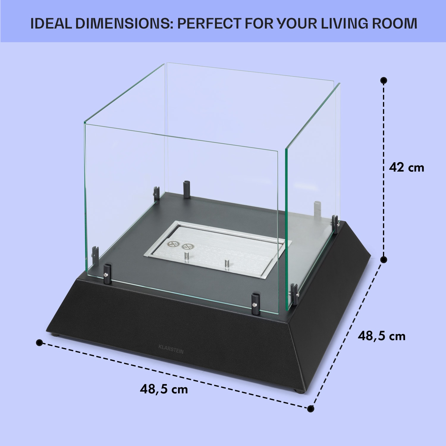 Klarstein Phantasma Cubo, etanolový krb, horáky z nehrdzavejúcej ocele, bez dymu a bez zápachu, bezpečnostné sklo – Obrázok 4