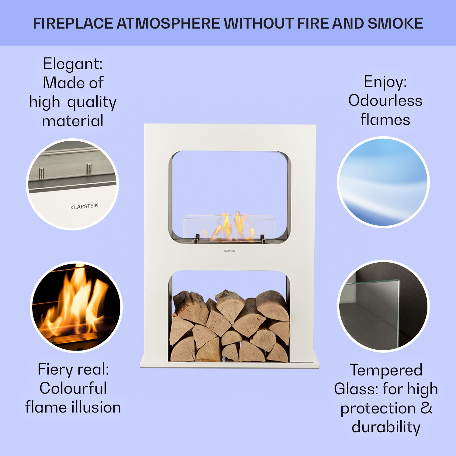 Klarstein Phantasma Peña etanolový krb bez dymu a bez zápachu bio etanol