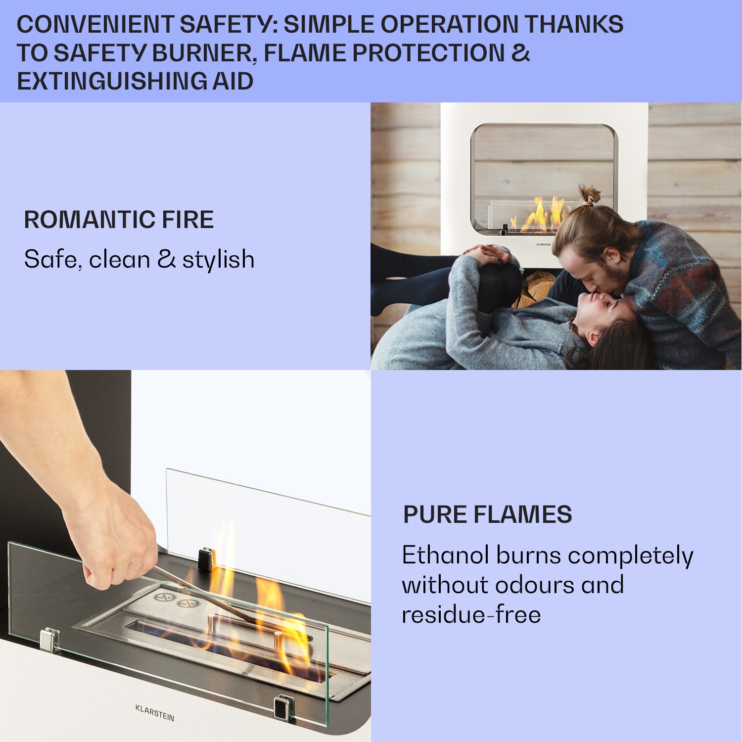 Klarstein Phantasma Peña etanolový krb bez dymu a bez zápachu bio etanol – Obrázok 5