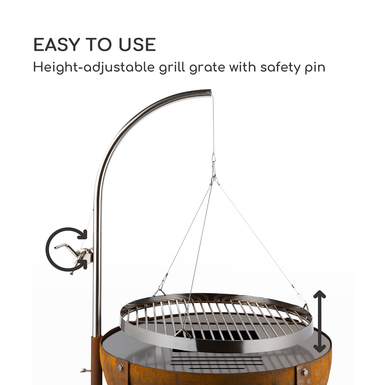 Blumfeldt Blum Fire Globe, ohnisko s grilom, Ø 60 cm, oceľ – Obrázok 3