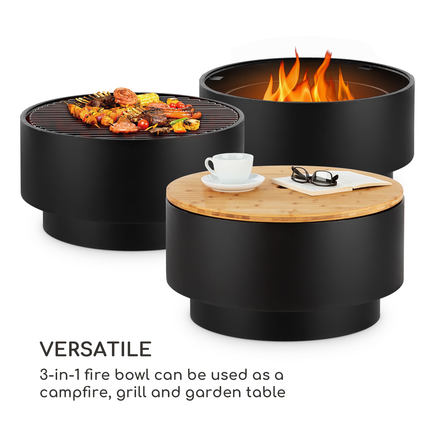 Blumfeldt Pompeji, ohnisko a gril, Ø 60 cm, oceľ – Obrázok 2