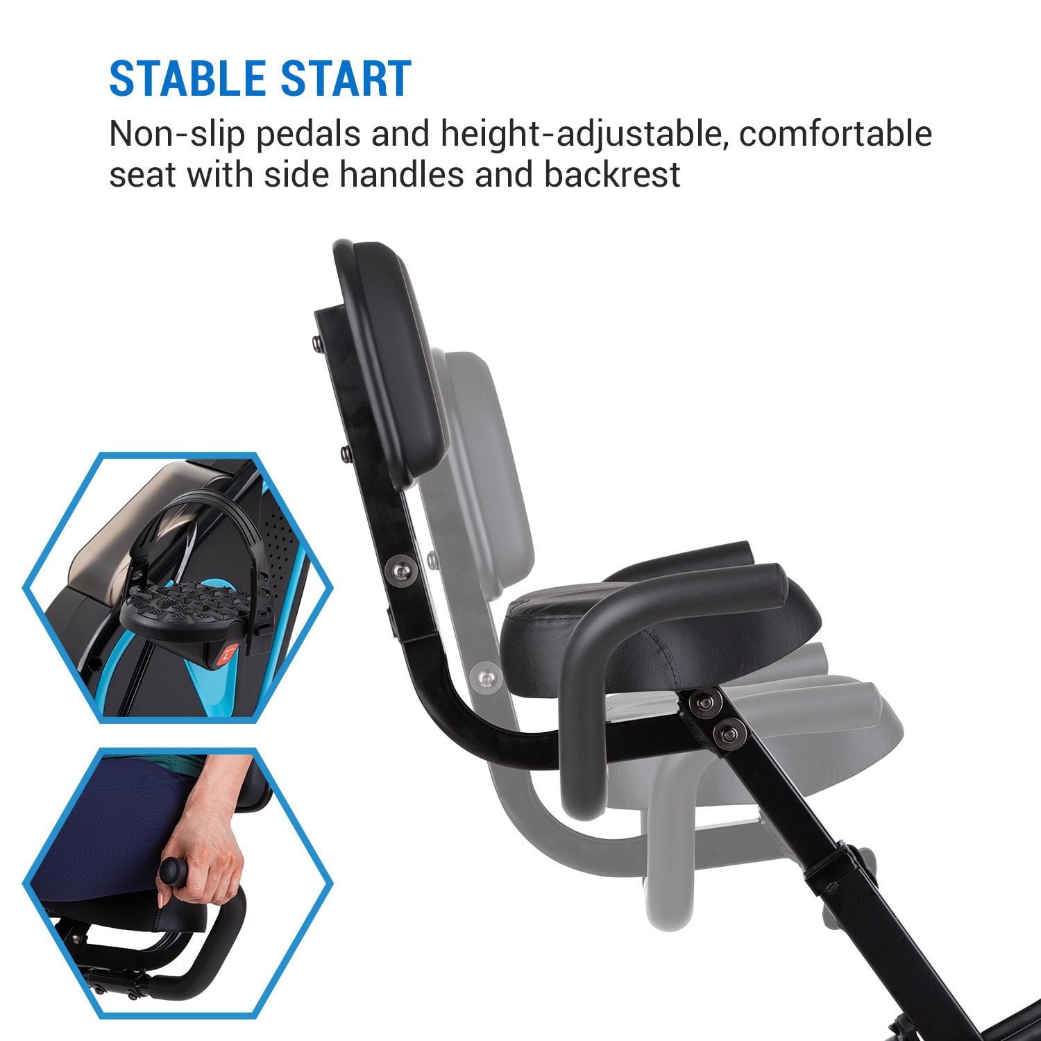 Capital Sports Azura Full Body Comfort, domáci rotoped, stacionárny bicykel, cyklotrenažér, handbike, záťažové koleso 7,5 kg, remeňový pohon – Obrázok 2