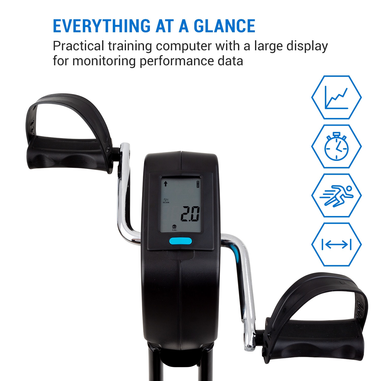 Capital Sports Azura Full Body Comfort, domáci rotoped, stacionárny bicykel, cyklotrenažér, handbike, záťažové koleso 7,5 kg, remeňový pohon – Obrázok 3