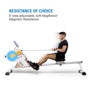 Capital Sports Stream M1, magnetický veslovací trenažér, 105 cm, LC displej, 8 úrovní, hliník