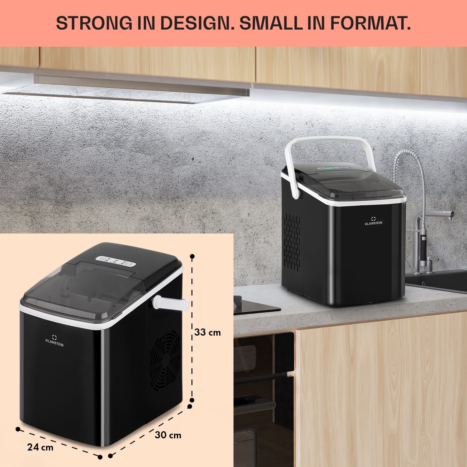 Klarstein Arctic Porter, výrobník ľadu, kužeľovité kúsky ľadu, 12 kg/24 h, nehrdzavejúca oceľ – Obrázok 5