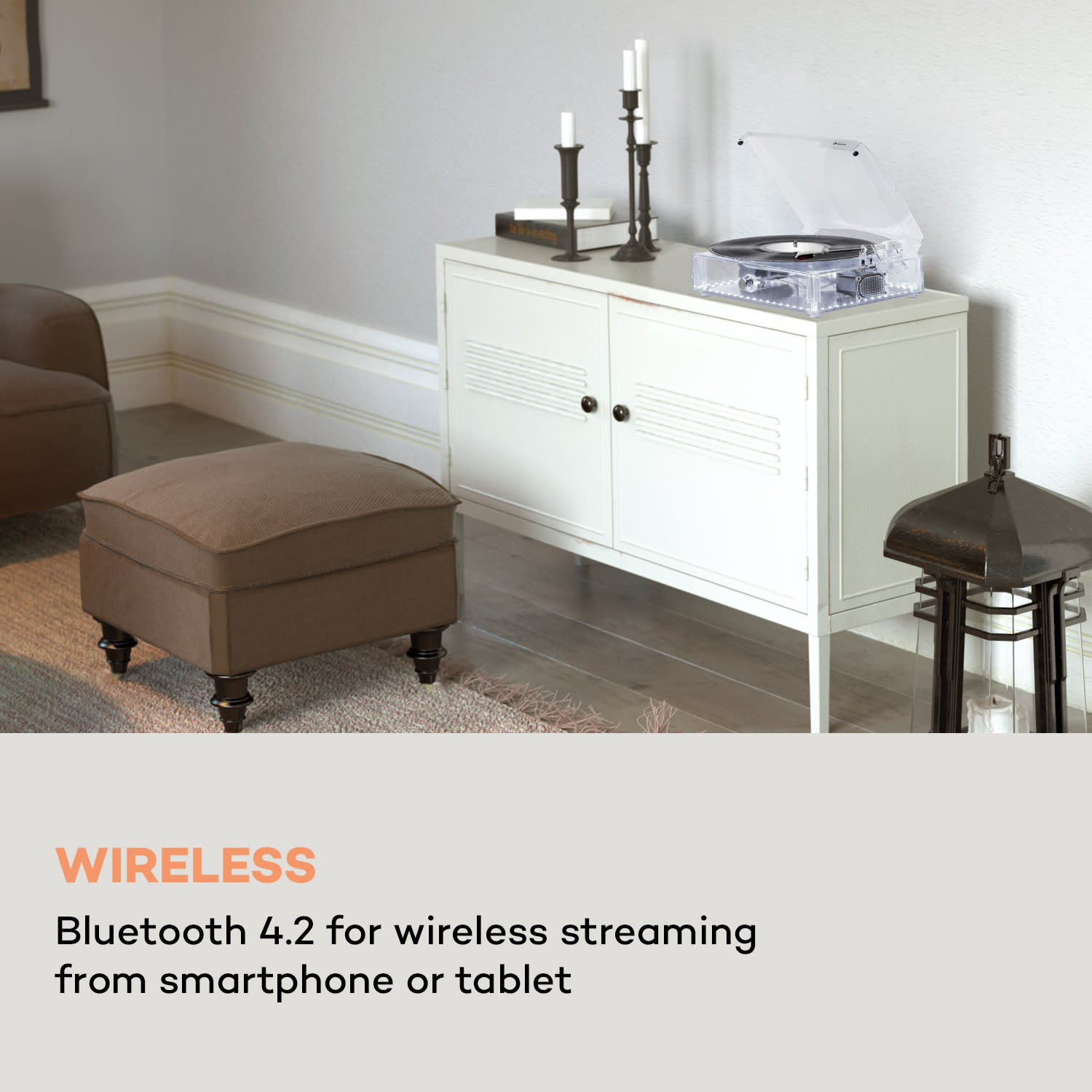 Auna ClearTech, gramofón, 33/45/78 otáčok za minútu, Bluetooth, stereo reproduktory – Obrázok 2