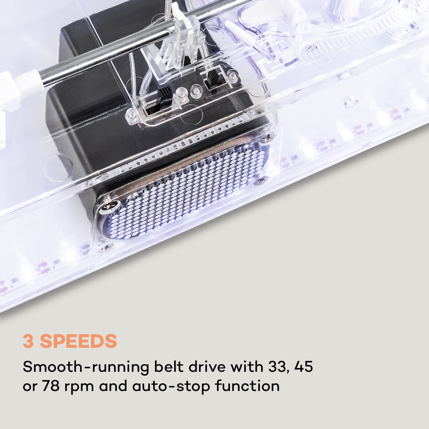 Auna ClearTech, gramofón, 33/45/78 otáčok za minútu, Bluetooth, stereo reproduktory – Obrázok 3