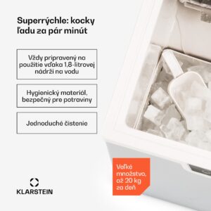 Klarstein Icefestival Cube, výrobník ľadu, 195 W, nádrž 1,9 l, 20 kg/24 h
