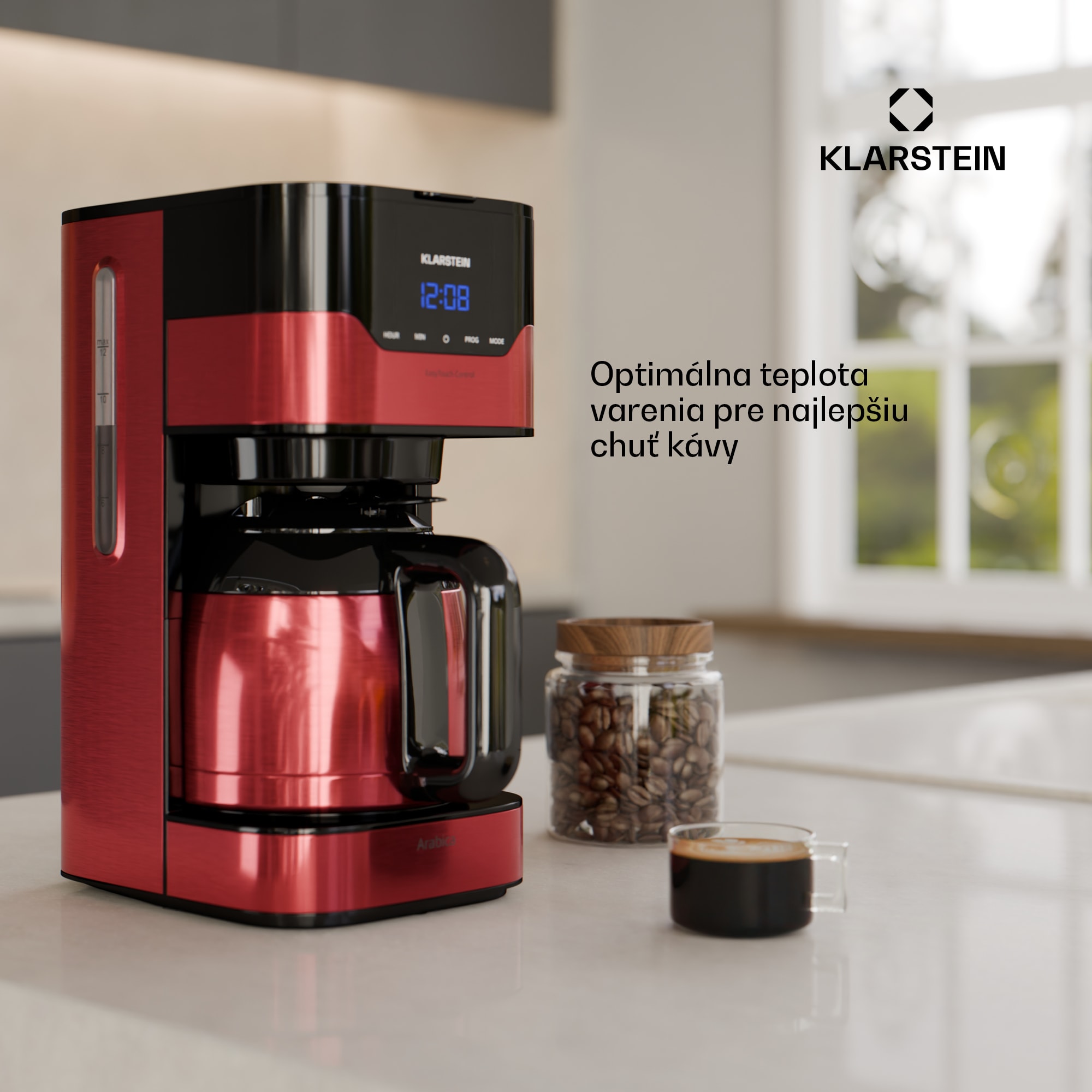 Klarstein Arabica 1.2, kávovar, 1,2 l, EasyTouch Control, strieborný/čierny