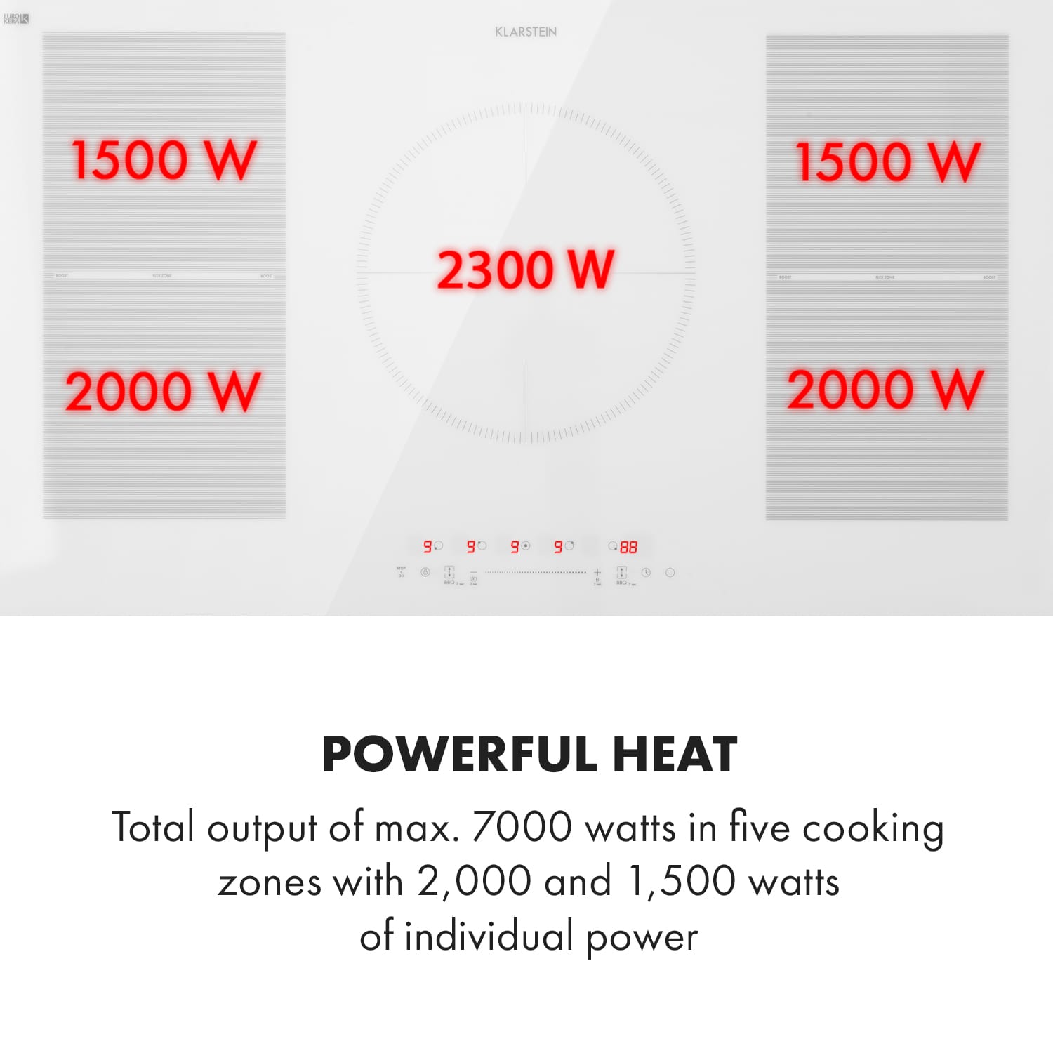 Klarstein Delicatessa 90 Flex, vstavaná indukčná varná doska, 7400 W, 5 zón, samostatná – Obrázok 3
