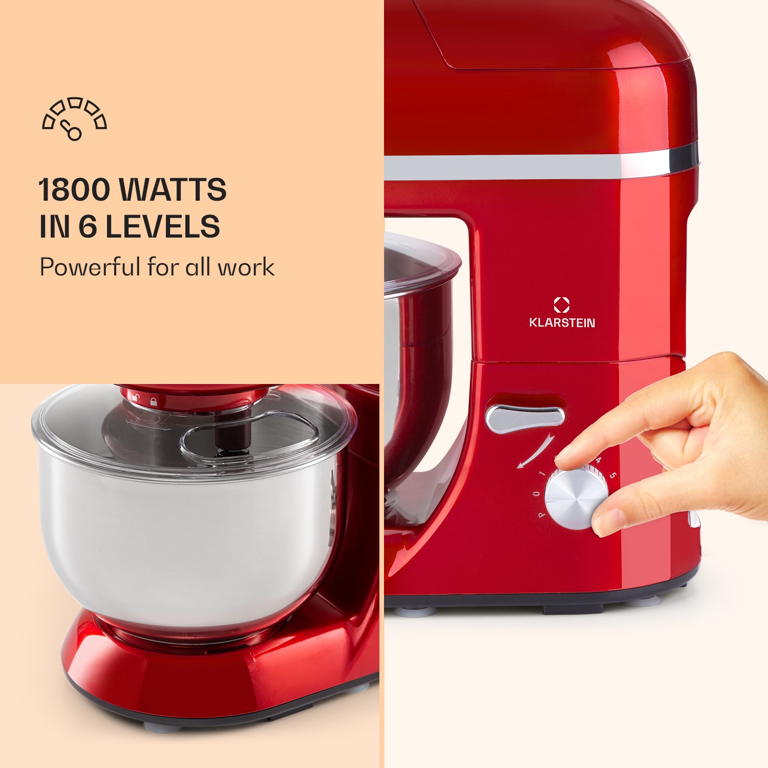 Klarstein Lucia Elegance, kuchynský robot, mixér, mlynček na mäso, 1800 W, bez BPA – Obrázok 2