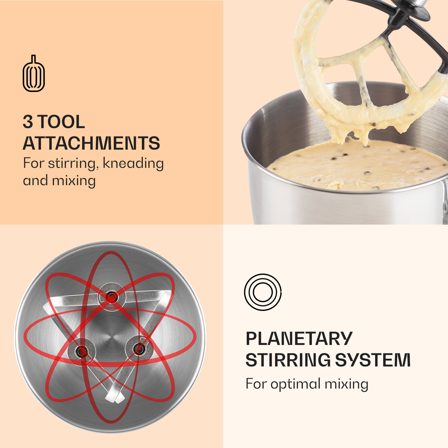 Klarstein Lucia Elegance, kuchynský robot, mixér, mlynček na mäso, 1800 W, bez BPA – Obrázok 3