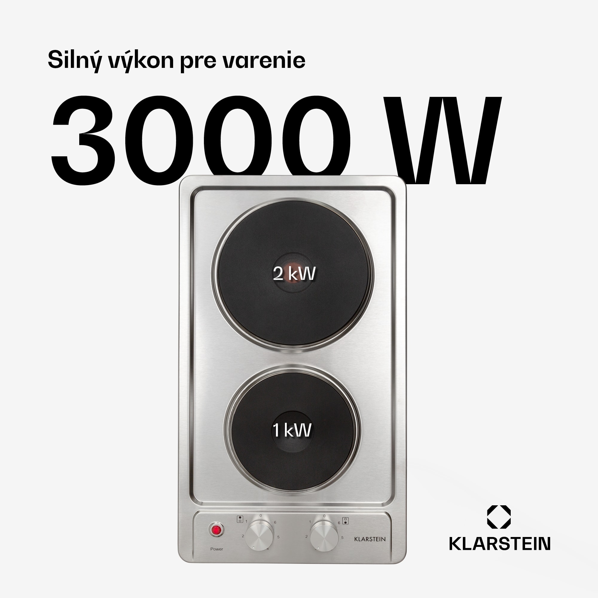 Klarstein Appetito Domino, elektrická varná doska, 3000 W, 2 platne, 6 stupňov výkonu, nehrdzavejúca oceľ – Obrázok 2
