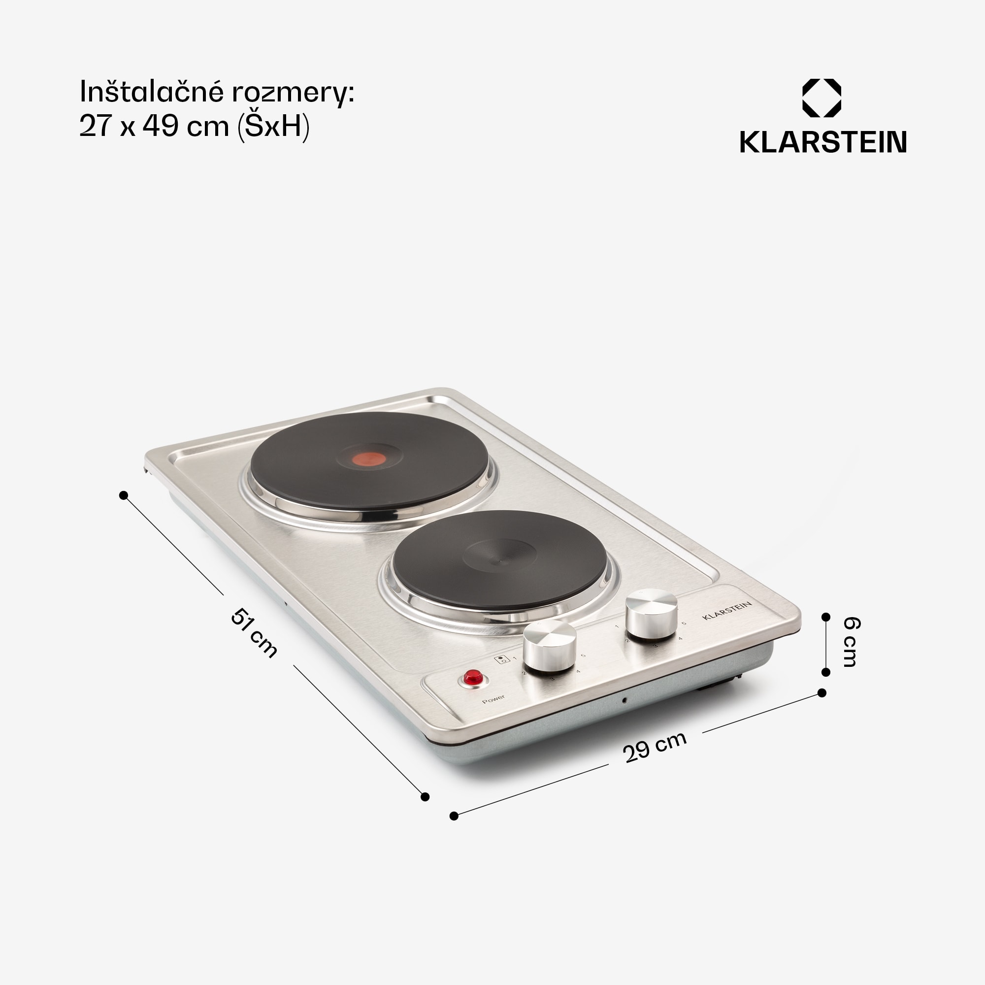 Klarstein Appetito Domino, elektrická varná doska, 3000 W, 2 platne, 6 stupňov výkonu, nehrdzavejúca oceľ – Obrázok 5