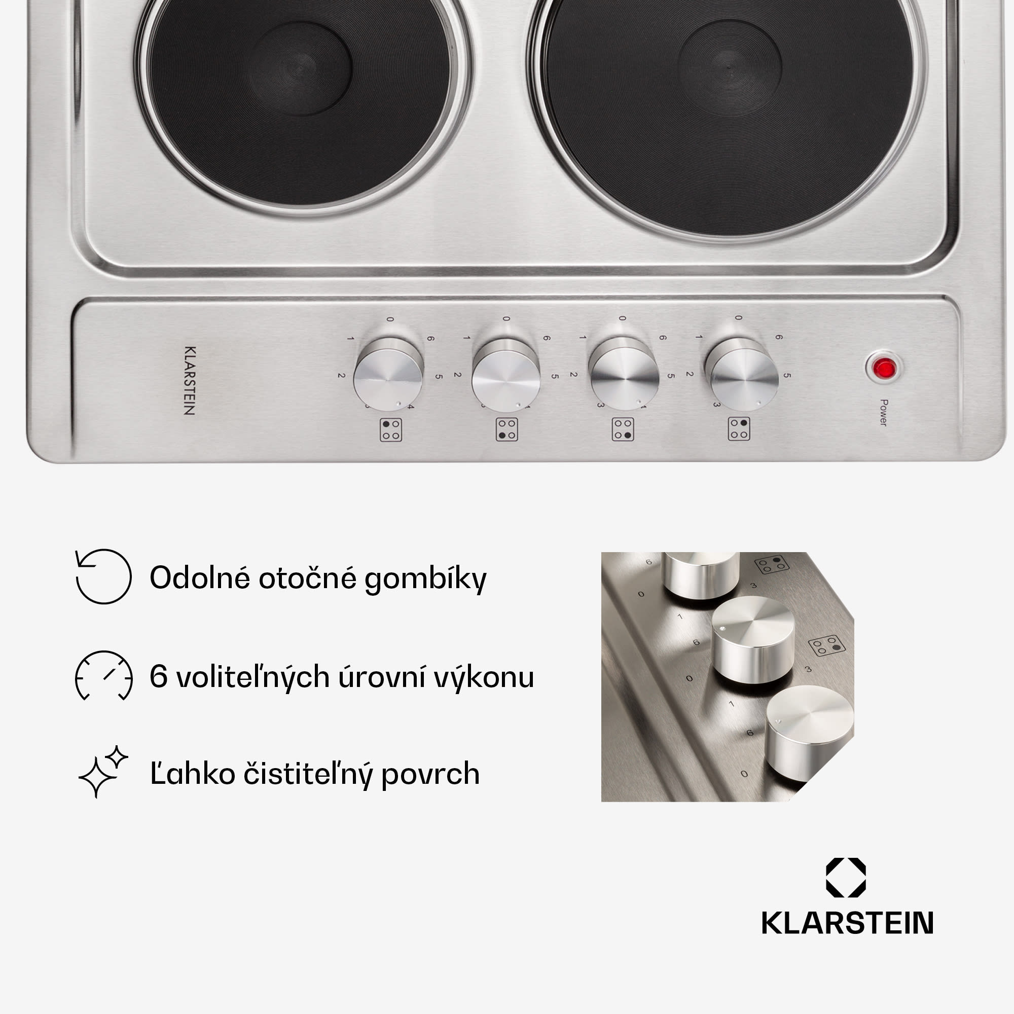 Klarstein Appetito 4, elektrická varná doska, 5500 W, 4 platne, 6 stupňov výkonu, nehrdzavejúca oceľ – Obrázok 3