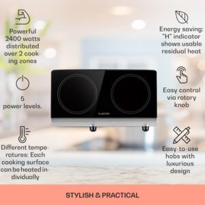 Klarstein Cookbuddy, varná doska, 2400 W, 2 platničky, 5 úrovní výkonu, sklokeramika
