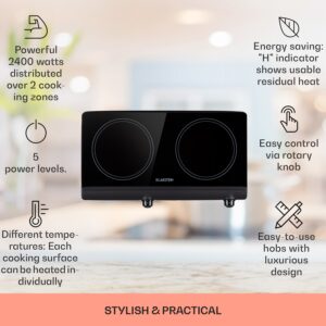 Klarstein Cookbuddy, varná doska, 2400 W, 2 platničky, 5 úrovní výkonu, sklokeramika