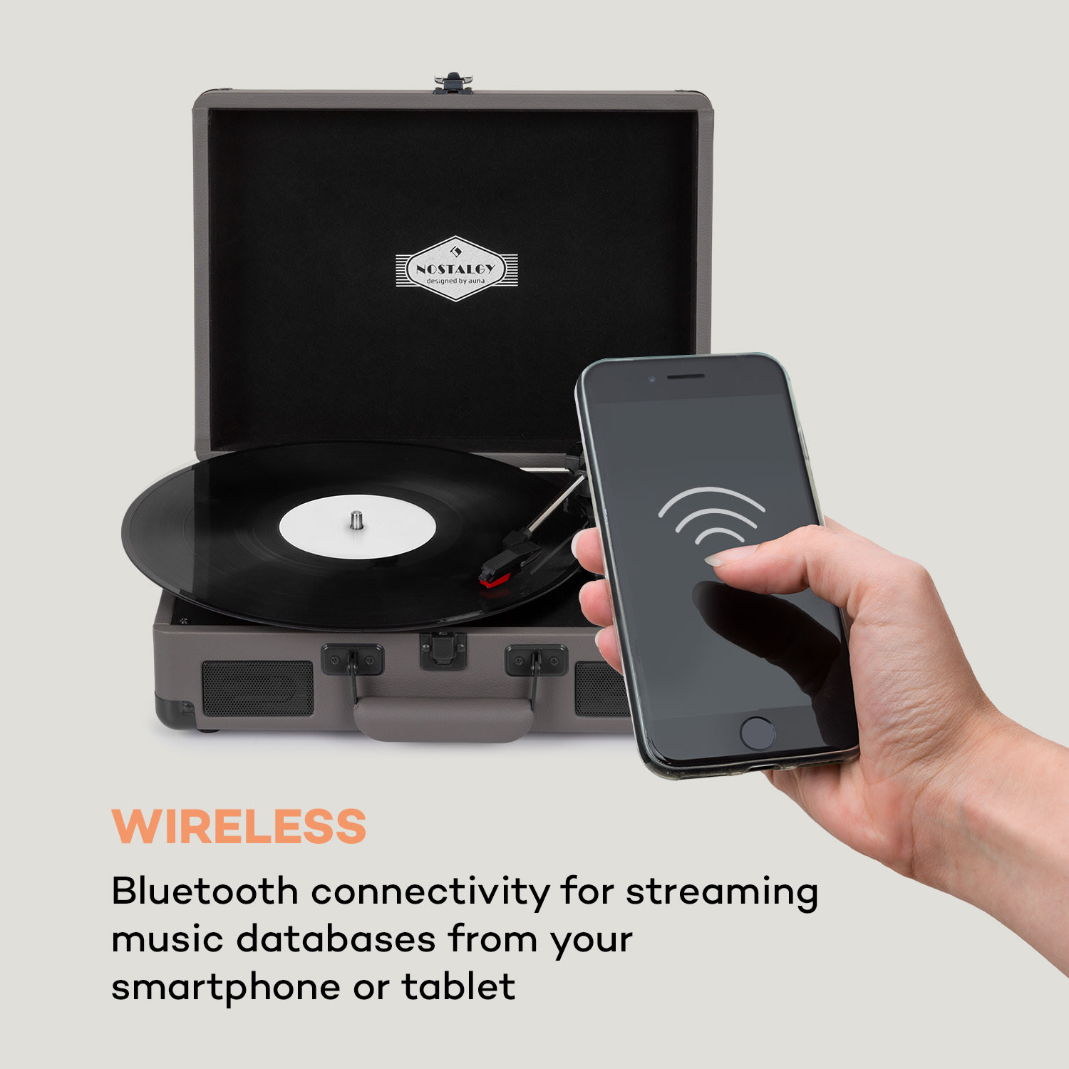 Auna Peggy Sue BT, gramofón, stereo reproduktor, USB, BT, prenosný – Obrázok 2