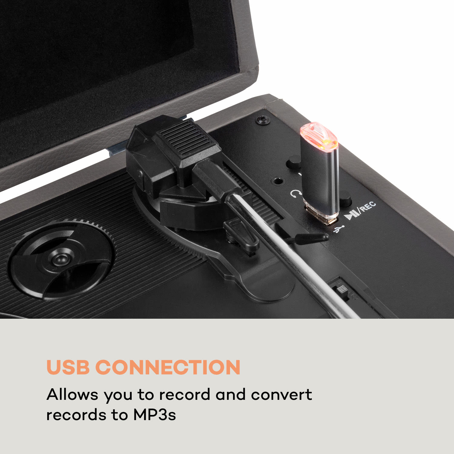 Auna Peggy Sue BT, gramofón, stereo reproduktor, USB, BT, prenosný – Obrázok 3