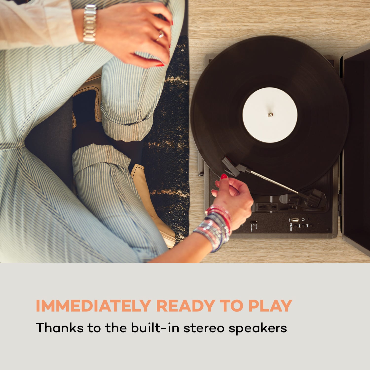 Auna Peggy Sue BT, gramofón, stereo reproduktor, USB, BT, prenosný – Obrázok 5