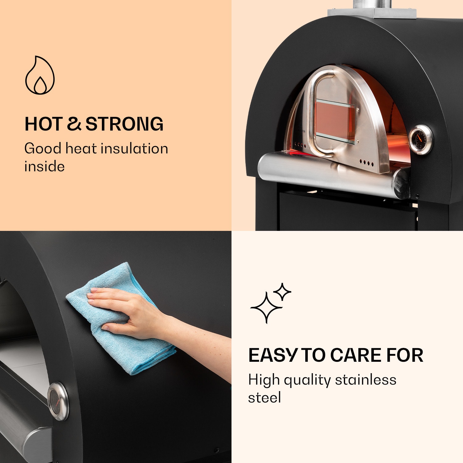 Klarstein Diavolo Napoletana, pec na pizzu, na drevené uhlie, nehrdzavejúca oceľ – Obrázok 3
