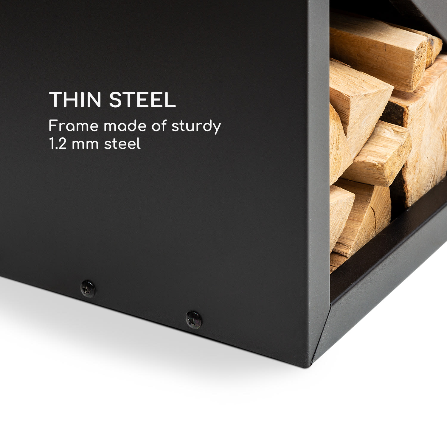 Blumfeldt Kindlewood L Black, stojan na drevo, lavička, 104 × 40 × 35 cm, bambus, zinok – Obrázok 4