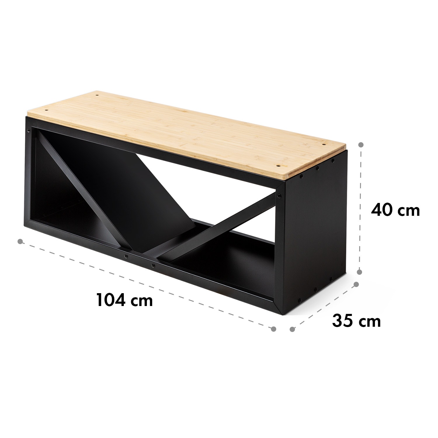 Blumfeldt Kindlewood L Black, stojan na drevo, lavička, 104 × 40 × 35 cm, bambus, zinok – Obrázok 5