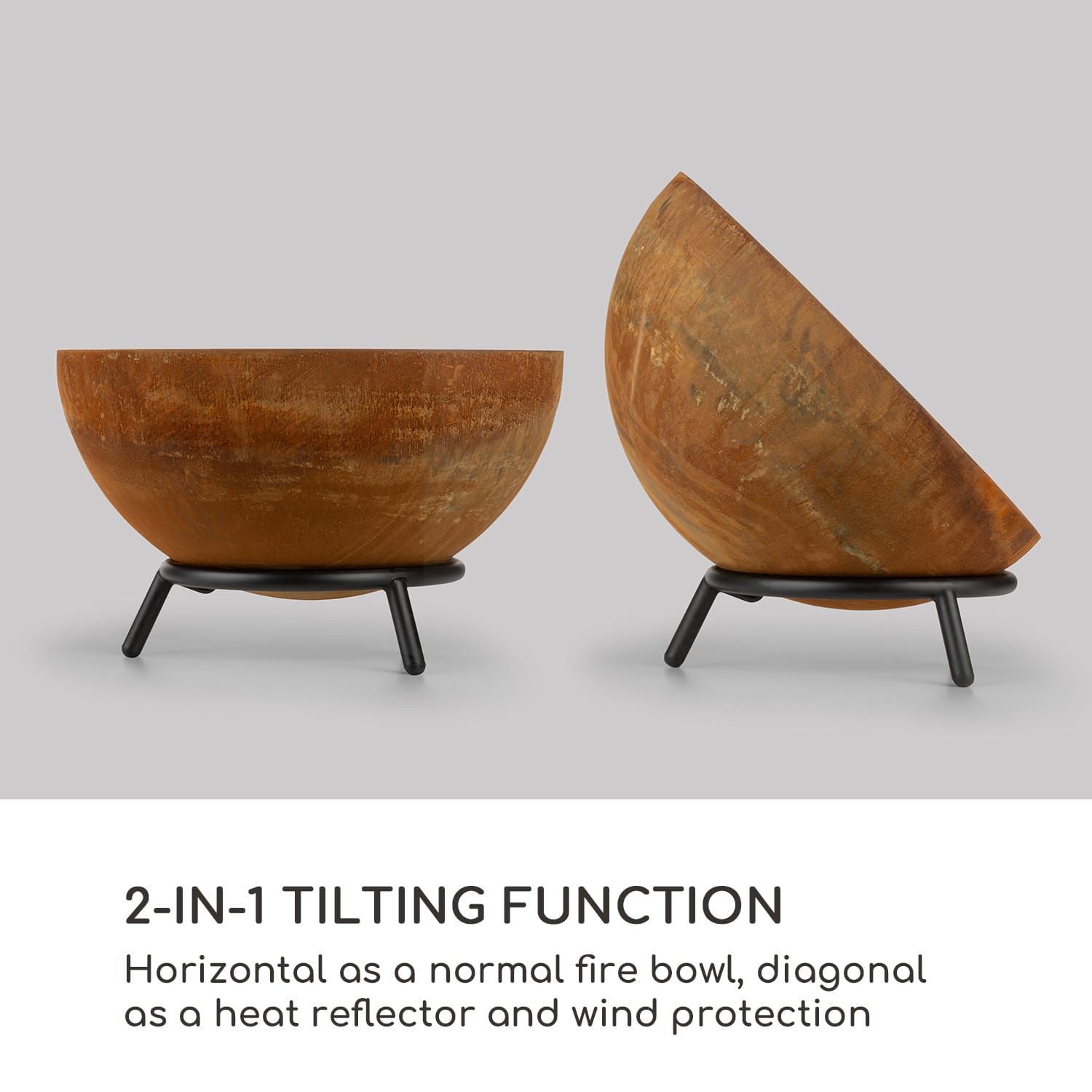 Blumfeldt Fireball Rust, ohnisko, Ø 60 cm, výklopný rošt, hrdzavý vzhľad – Obrázok 2