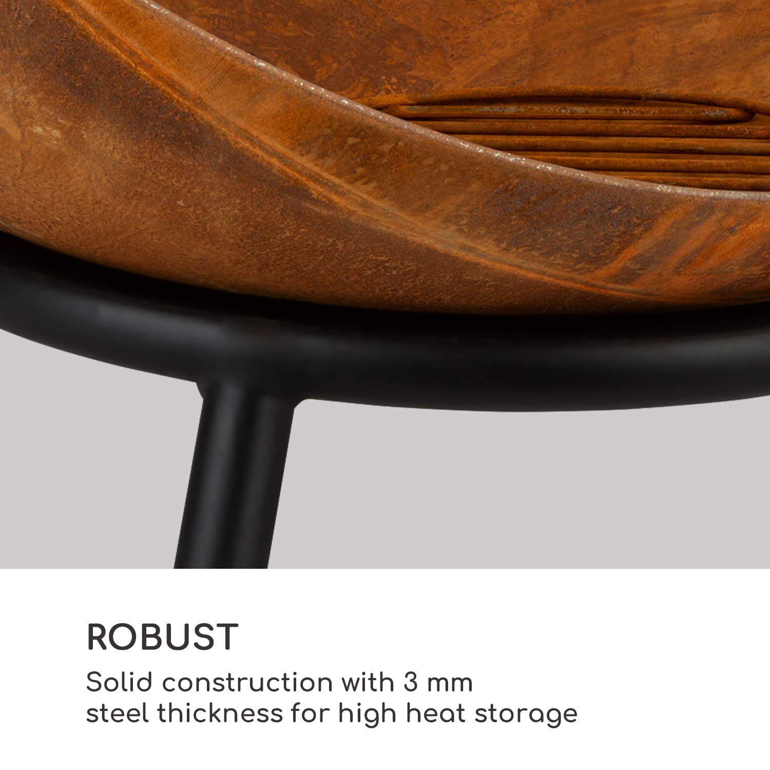 Blumfeldt Fireball Rust, ohnisko, Ø 60 cm, výklopný rošt, hrdzavý vzhľad – Obrázok 3