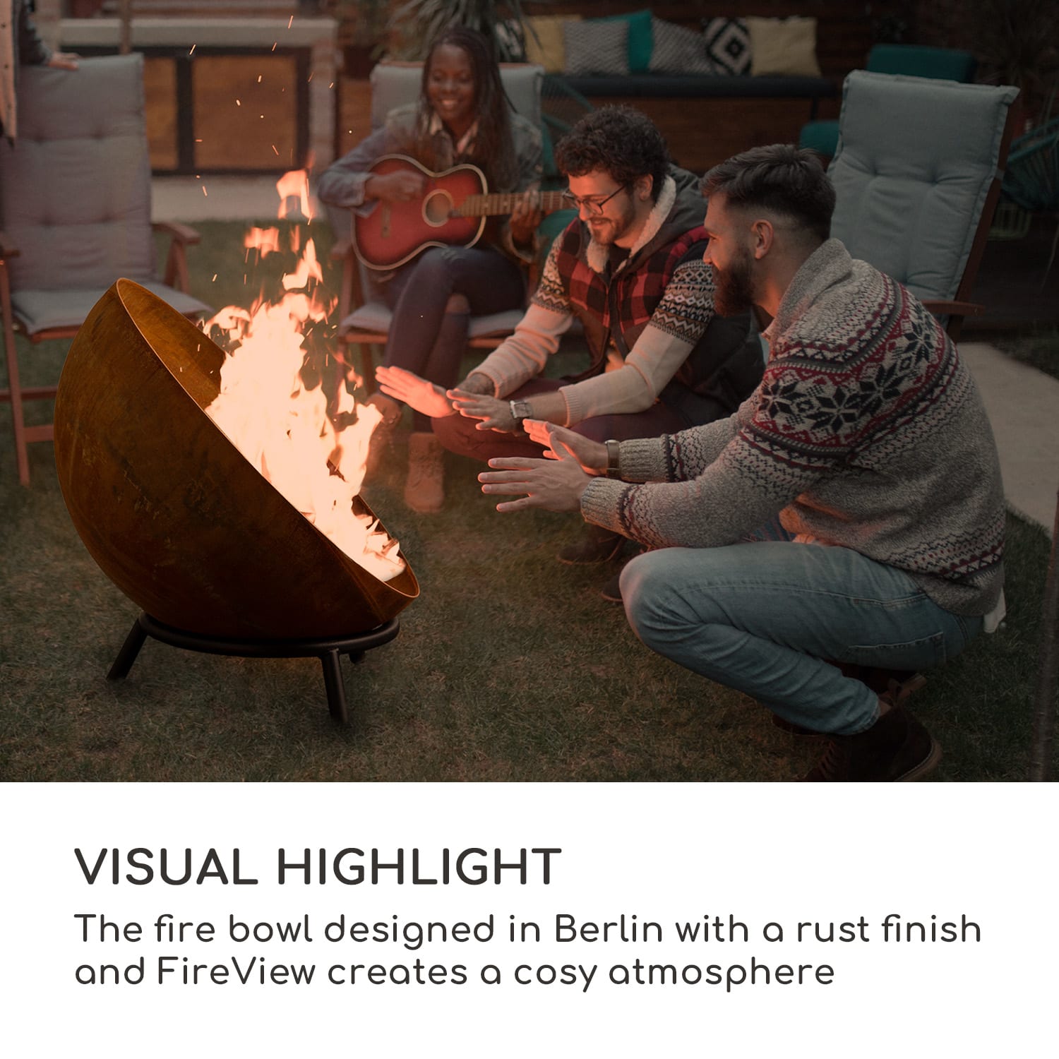 Blumfeldt Fireball Rust, ohnisko, Ø 60 cm, výklopný rošt, hrdzavý vzhľad – Obrázok 4