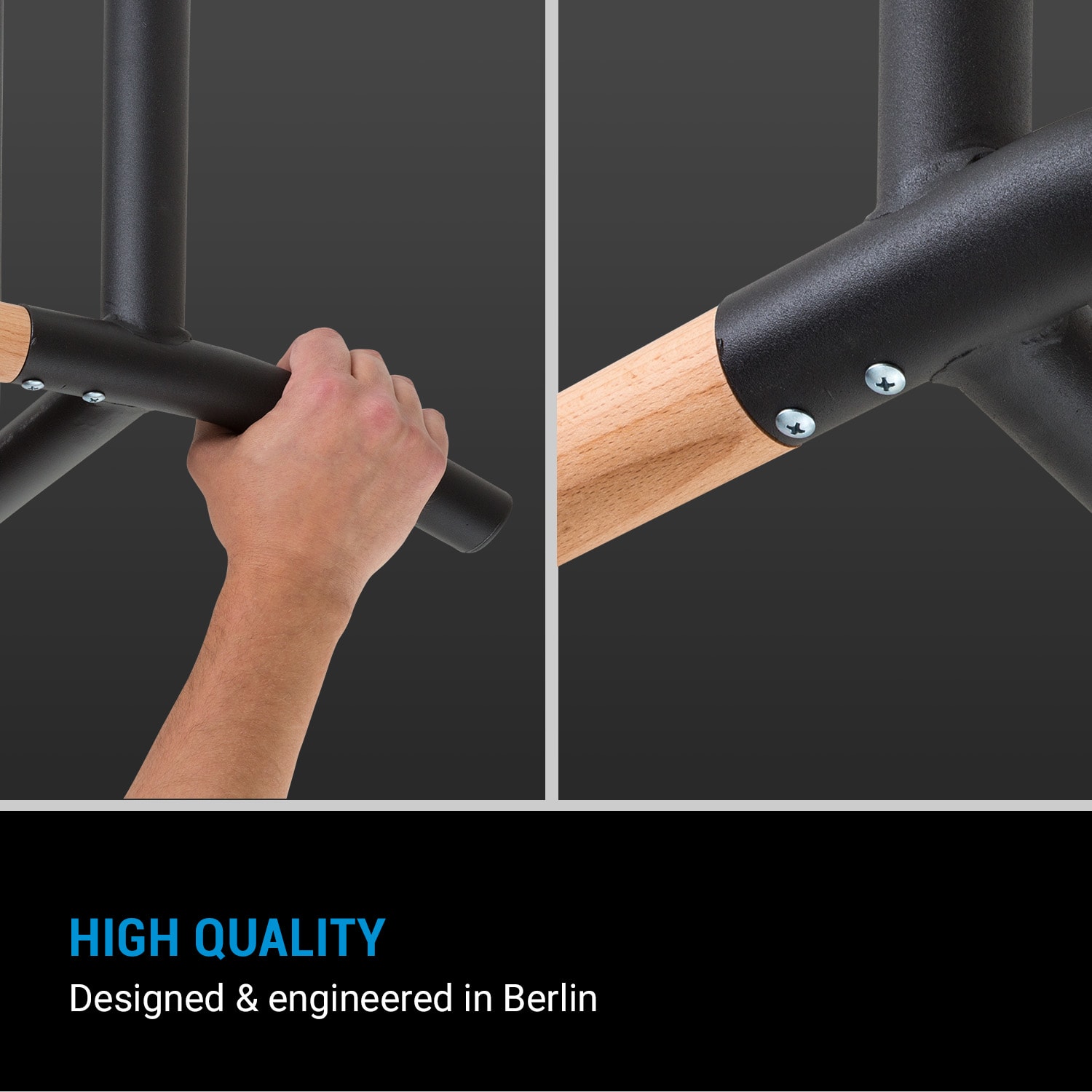 Capital Sports THE ALLROUNDER, hrazda na zhyby, 38 mm. oceľ s práškovou povrchovou úpravou, drevo – Obrázok 2