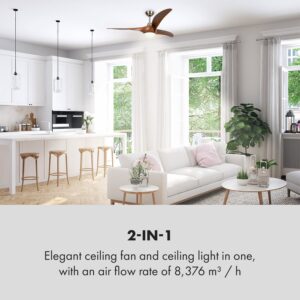 Klarstein Monteverde, stropný ventilátor, stropné svetlo, 52", 8376 m³/h, 3 lopatky
